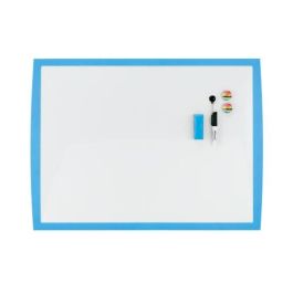 Nobo Pizarra Magnética 430x585mm Marco Azul 2104176 con Rotulador, Imanes y Borrador