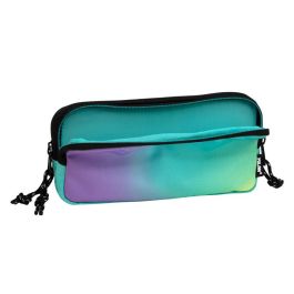 Estuche con 3 cremalleras sunset, verde-lila milan