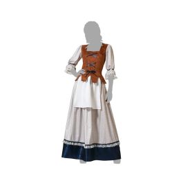 Disfraz de Mesonera Mujer Adulto Vestido Largo Blanco con Chaleco y Delantal, Talla XS-S, Temática Edad Media, 100% Poliéster