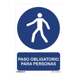 Normaluz Cartel "Paso obligatorio para personas" PVC 0,7mm 30x40cm - Rótulos de obligaciones
