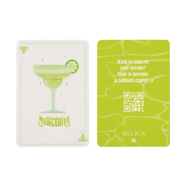 Belius Cocktails Margarita Bolígrafo y Wallet Aluminio Verde Lima Plateado con Relieve, Tinta Azul, Caja Incluida
