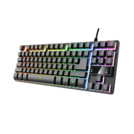 Trust GXT 833 Thado Teclado Gaming USB Tenkeyless (TKL) con Retroiluminación LED, Anti-Ghosting, Negro y Plata