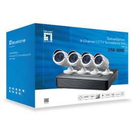 Level One DSK-8001 CCTV 8 Canales 4 Cámaras H.264 IR Visión Nocturna 30m Interior/Exterior IP66