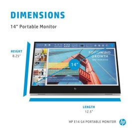 HP E14 G4 Monitor Portátil con Conexión USB-C, Pantalla Extra Brillante y Soporte Abatible para Máxima Productividad y Trabajo Flexible