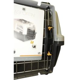 Aime Transportín Skudo 55x36x35cm para perros y gatos. Con 2 ventilaciones laterales, rejilla metálica y puerta con cierre seguro.