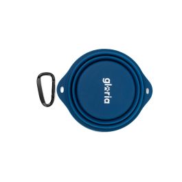 Gloria Comedero Plegable de Silicona con Mosquetón, Portátil para Perros y Gatos, Azul 550 ml