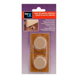 Inofix Tope adhesivo para puertas de interior, PVC + base metálica, beige parquet, blister 2 unid.