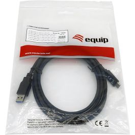 EQUIP Cable USB-A 3.2 a USB-C 128344, St/St, 2.00m, 3A/20V, Negro