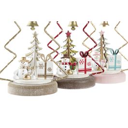 DKD Home Decor Figura Navidad Fantasía LED, Marrón Rosa Dorado, Diseño Árbol, 7x14x10 cm (Pack 6 Unidades Surtidas)