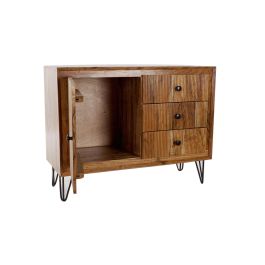DKD Home Decor Aparador Ondulado acacia Colonial alpino Marron Claro Negro 100 x 40 x 77 cm 3 Cajones 1 Puerta Acacia