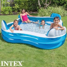 Intex Piscina Hinchable Rectangular con 4 Asientos, 990 Litros, 229x229x66 cm, para Niños +6 Años