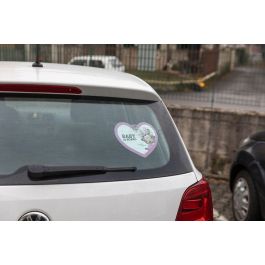 Disney Bebé A Bordo Minnie CZ10422 Señal Rosa/Blanco para Coche Forma Corazón 20cm