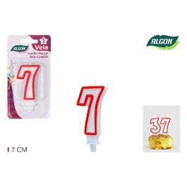 Vela Blanca con Borde Rojo 7 cm N.7 Algon (36 Unidades) Precio: 7.79000057. SKU: B1HSVFG9JY