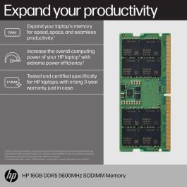 HP Memoria RAM SODIMM 16GB DDR5 5600MHz para portátiles - Amplía tu productividad y velocidad con procesamiento de última generación