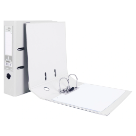 Liderpapel Archivador de Palanca A4 Documenta Forrado PVC con Rado Lomo 75mm Blanco, Compresor Metálico