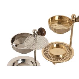 DKD Home Decor Soporte Incienso Arabe Dorado Plateado Laton Madera 10 x 8 x 8 cm (4 Unidades)