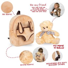 PERLETTI Mochila con Peluche Oso Belly 26cm