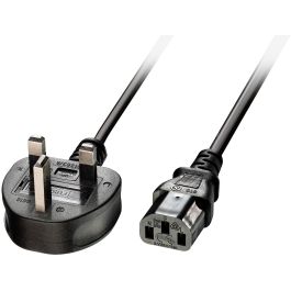 Lindy Cable Alimentación Enchufe UK 3 Pines a IEC C13, 2m, Fusible 5A, Negro H05-VVF 3G*0.75mm²