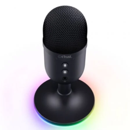 Trust Gaming Micrófono GXT 234 Yunix USB Negro para Gaming y Streaming, Conexión USB Universal, Sonido Cardioide Nítido con Iluminación RGB