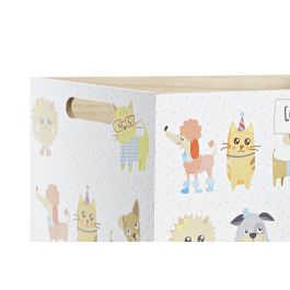 DKD Home Decor Caja Kids Best Friends León Mapache Blanco Multicolor 21 x 18 x 36 cm (4 Unidades)