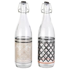 Home Deco Factory Botella de Vidrio 1 L Mirage Colección Decorada con Cierre Mecánico