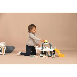 Smoby Ls Primer Garaje con Ascensor Mágico, Lavadero, Puente de Reparación y Helipuerto para Niños