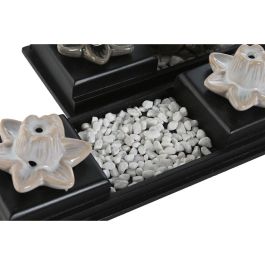 DKD Home Decor Soporte Incienso Oriental Buda Gris Blanco Cerámica MDF 24 x 8 x 14 cm (2 Unidades)