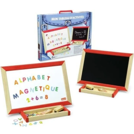JEUJURA My Activity Board Pizarra Magnética con Letras y Números, Tizas y Cepillo, 44x30 cm, A Partir de 3 Años
