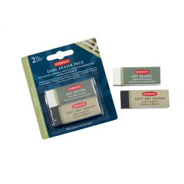 Derwent Goma de Borrar Dual Plástico Sintético Pack 2 Unidades para Lápiz No Abrasiva