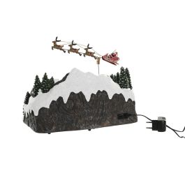 DKD Home Decor Ciudad Navidad Tradicional con Movimiento Musical, Luces LED y Acabado Multicolor de Resina 26.5x29x38 cm