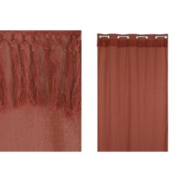 DKD Home Decor Cortina Estilo Boho Colección Fleky23 de Poliéster y Algodón Reciclado para Decoración del Hogar Color Terracota Medidas 260 cm Alto x 140 cm Ancho