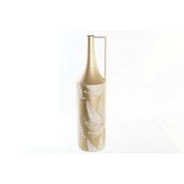 DKD Home Decor Jarron Decorativo Tropical de Metal, Color Dorado y Crema con Diseño de Hoja. Alto 81 cm. Medidas: 21x81x21 cm. Precio: 27.1524. SKU: S3030990