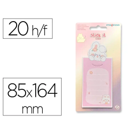 Imaginovo Bloc notas adhesivas conejito rosa 20 hojas 85x164 mm con mensaje trasero Precio: 1.452. SKU: B16YCPENBT