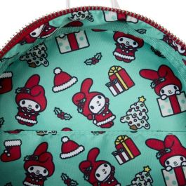 Loungefly Mochila Winter My Melody Sanrio de Piel Vegana 26cm con Detalles Sherpa y Purpurina