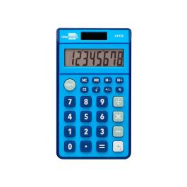 Calculadora Liderpapel Bolsillo Xf09 8 Digitos Solar Y Pilas Color Azul 115x65x8 mm