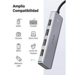 Ugreen 70336 Hub USB-C a 4 Puertos USB 3.0 Super Velocidad 5 Gbps para MacBook Air/Pro, iPad Pro/Air, PC, PS5, Smart TV