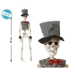 Figura Esqueleto con Sombrero a Rayas y Pajarita Roja - Decoración Halloween Día de Muertos 40 cm Precio: 3.50000002. SKU: B1EJ395987