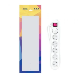 Nano Cable 10.37.0006 Regleta con Interruptor 6 Tomas de Corriente con Protección Infantil Cable 1.4m Blanca