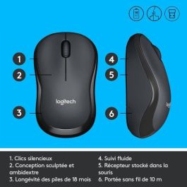 Logitech M220 Silent, USB 2.4GHz, Optical 1000 dpi, 1xAA, Charcoal Logitech M220 Silent, USB 2.4GHz, Optical 1000 dpi, 1xAA, Charcoal