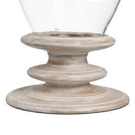 Portavelas Blanco Madera Cristal 28 x 28 x 43 cm