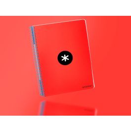 Cuaderno Espiral Liderpapel A5 Antartik Tapa Dura 80H 100 gr Cuadro 5 mm Con Margen Color Rojo