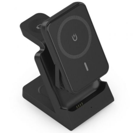 Aisens ASCH-15W4WC064-BK – Base de carga inalámbrica 4 en 1 para móvil, Apple Watch y auriculares con estuche de carga 15W Negro