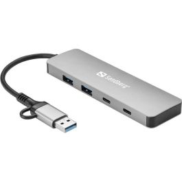Sandberg Hub USB-C/A a 2x USB-A y 2x USB-C para Ordenador: Amplía Puertos USB-C y USB-A. Conecta Dispositivos Simultáneamente. Plug & Play.