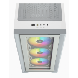 Corsair 4000X RGB Torre Midi ATX Blanca para PC Gaming con Ventana de Cristal Templado