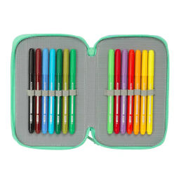 Portatodo Triple Bluey Sisters Verde Agua 12,5 x 19,5 x 5,5 cm 37 Piezas