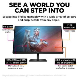HP OMEN 27 - Monitor Gaming 27 pulgadas, FHD, 165 Hz, 1 ms