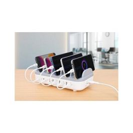 MANHATTAN 180856 Estación de Carga USB 10 Puertos 120W Blanco/Gris
