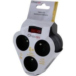 Chacon CHA5411478400042 Dominó Eléctrico 3 Tomas 16A con Interruptor, Diseño Triángulo, Negro
