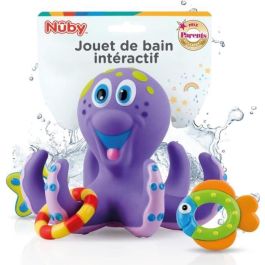 Nuby NUB0048526062577 Juguete de Baño Pulpo Interactivo Flotante con Anillos para Bebé - Color Morado