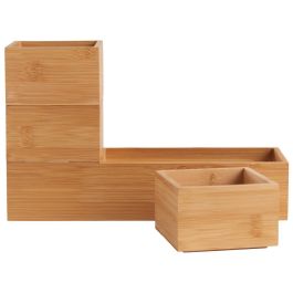 Day Juego de 4 Cajas Almacenar Bambú Apilables 9.5x9.5x6 cm y 9.5x29x6 cm